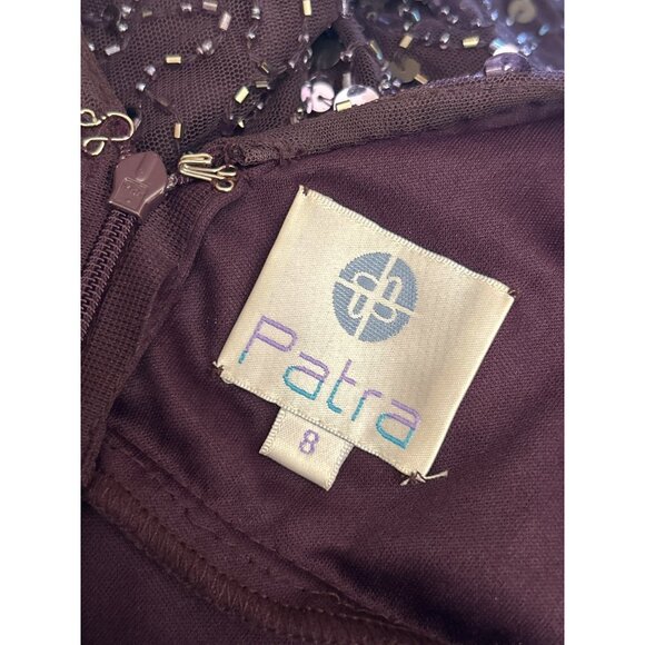 Y2K Vintage Patra Gray Beaded Sequin Cocktail Dress V-Neck Ruched Glam Sz 8 - Picture 6 of 7